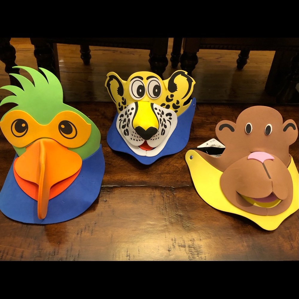Foam Novelty VISORS-Bird/Dog/Bear w/ elastic band.